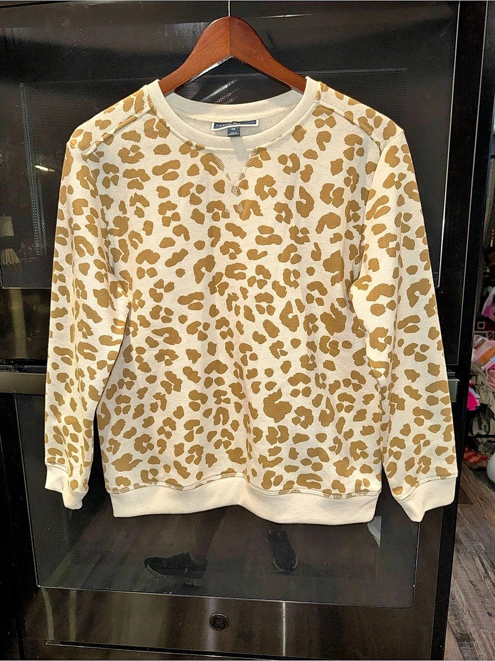 Karen Scott Leopard Print Crewneck Sweater
